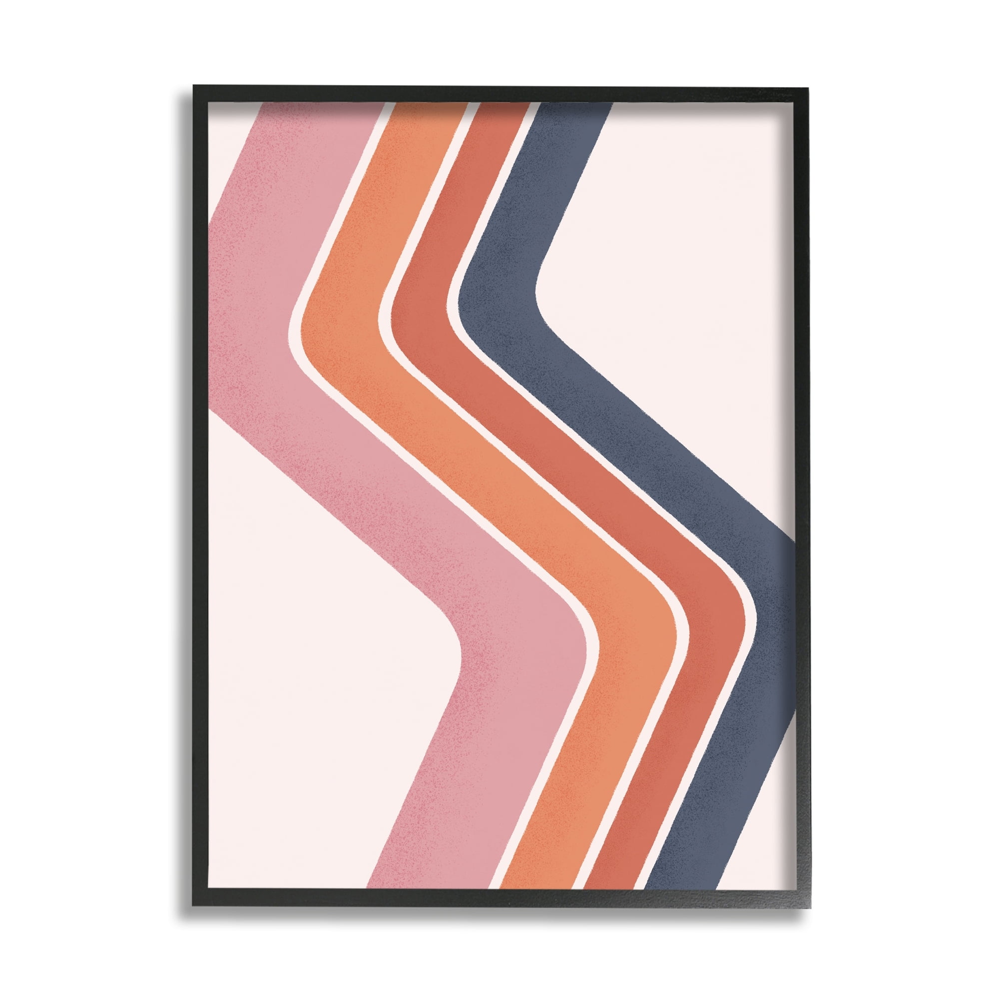 Stupell Industries Retro Smooth Stripe Lines Vintage Shapes Pattern Graphic Art Black Framed Art Print Wall Art, Design by JJ Design House LLC