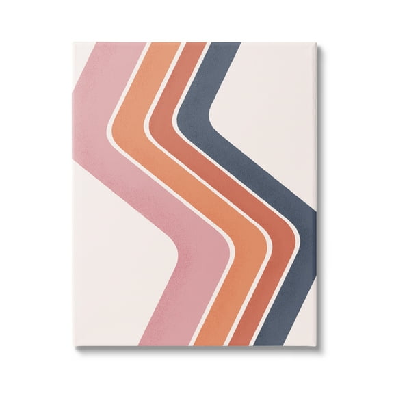 Stupell Industries Retro Smooth Stripe Lines Vintage Shapes Pattern Graphic Art Gallery Wrapped Canvas Print Wall Art, Design by JJ Design House LLC