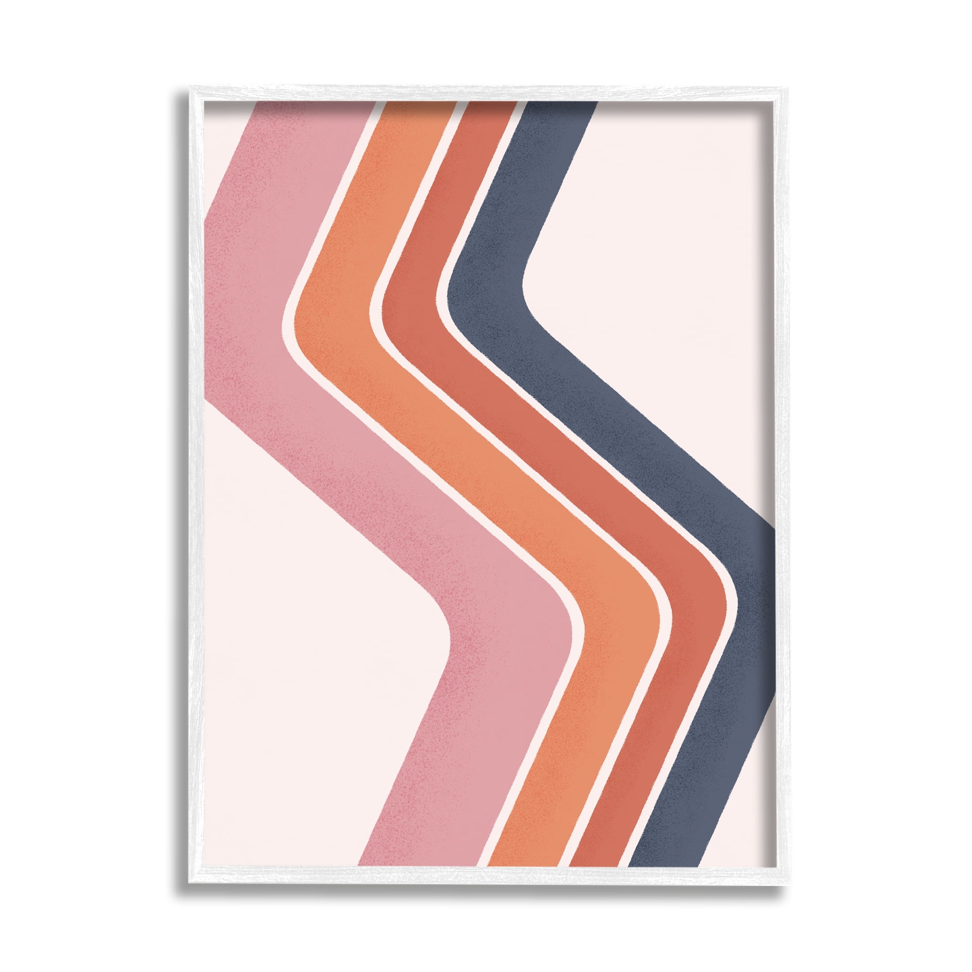 Stupell Industries Retro Smooth Stripe Lines Vintage Shapes Pattern Graphic Art White Framed Art Print Wall Art, Design by JJ Design House LLC