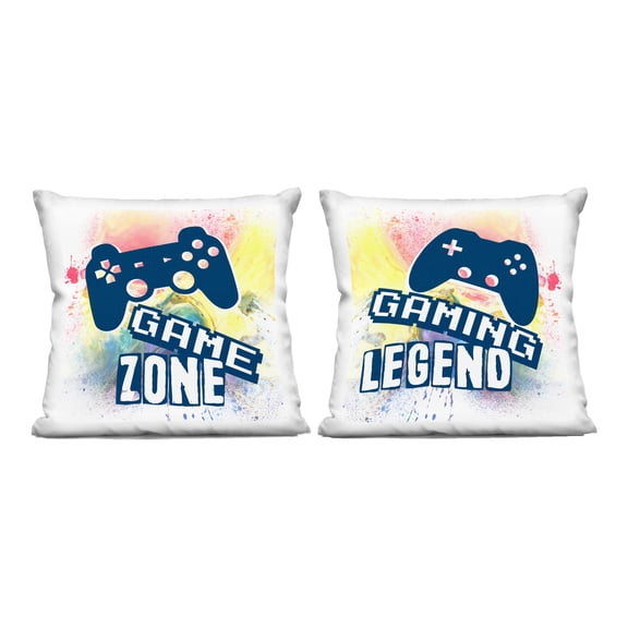 Stupell Industries Retro Splatter Game Phrases Design by Marcus Prime Throw Pillow (Set of 2)