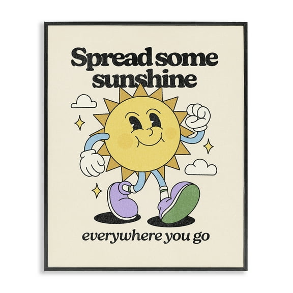 Stupell Industries Retro Spread Some Sunshine Quotes and Sayings Painting Black Framed Art Print Wall Art, 24 x 30