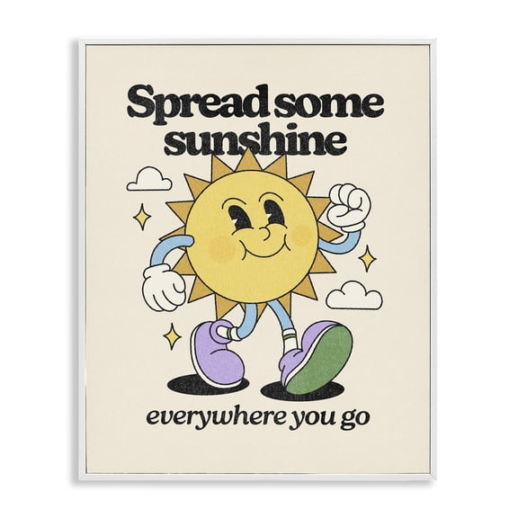 Stupell Industries Retro Spread Some Sunshine Quotes and Sayings Painting White Framed Art Print Wall Art, 24 x 30
