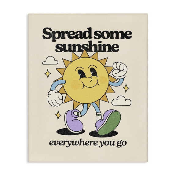 Stupell Industries Retro Spread Some Sunshine Quotes and Sayings Painting Wrapped Canvas Canvas Art Print Wall Art, 30 x 40