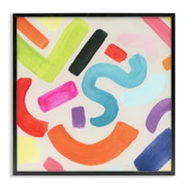 Stupell Industries Retro Squiggle Shapes Abstract Painting Black Framed Art Print Wall Art, 12 x 12