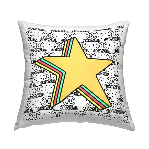 Stupell Industries Retro Star Shape Glam Fashion Brand Pattern Design by Ziwei Li Throw Pillow