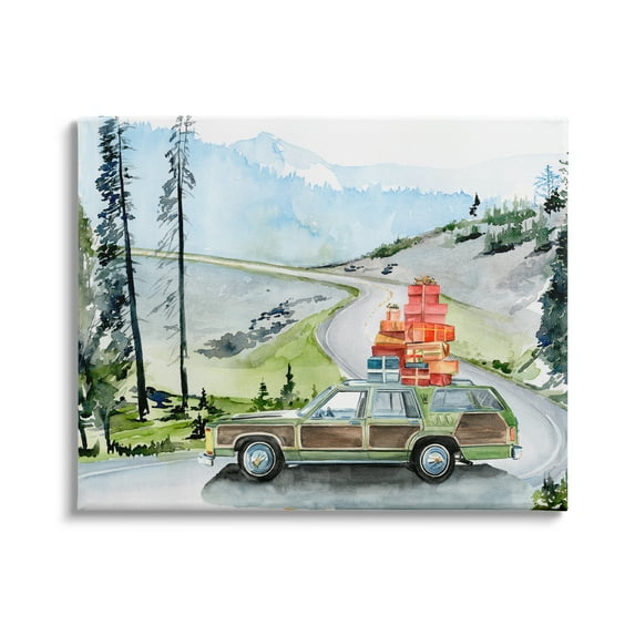 Stupell Industries Retro Station Wagon Rustic Christmas Travel Wrapped Presents, 30 x 24, Design by Jennifer Paxton Parker 