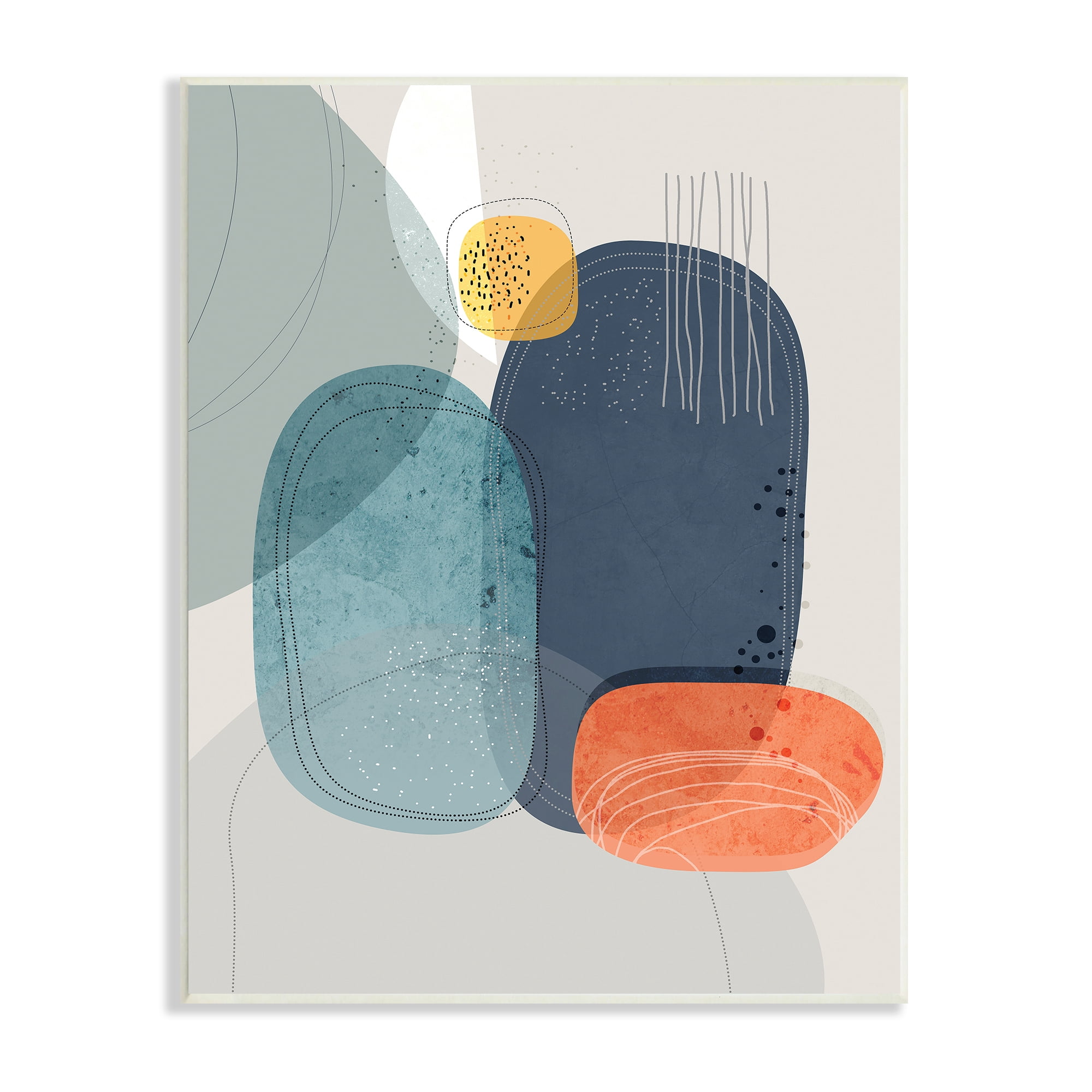Stupell Industries Retro Stone Abstraction Deco Inspired Dotted Linework, 13 x 19, Designed by Ishita Banerjee