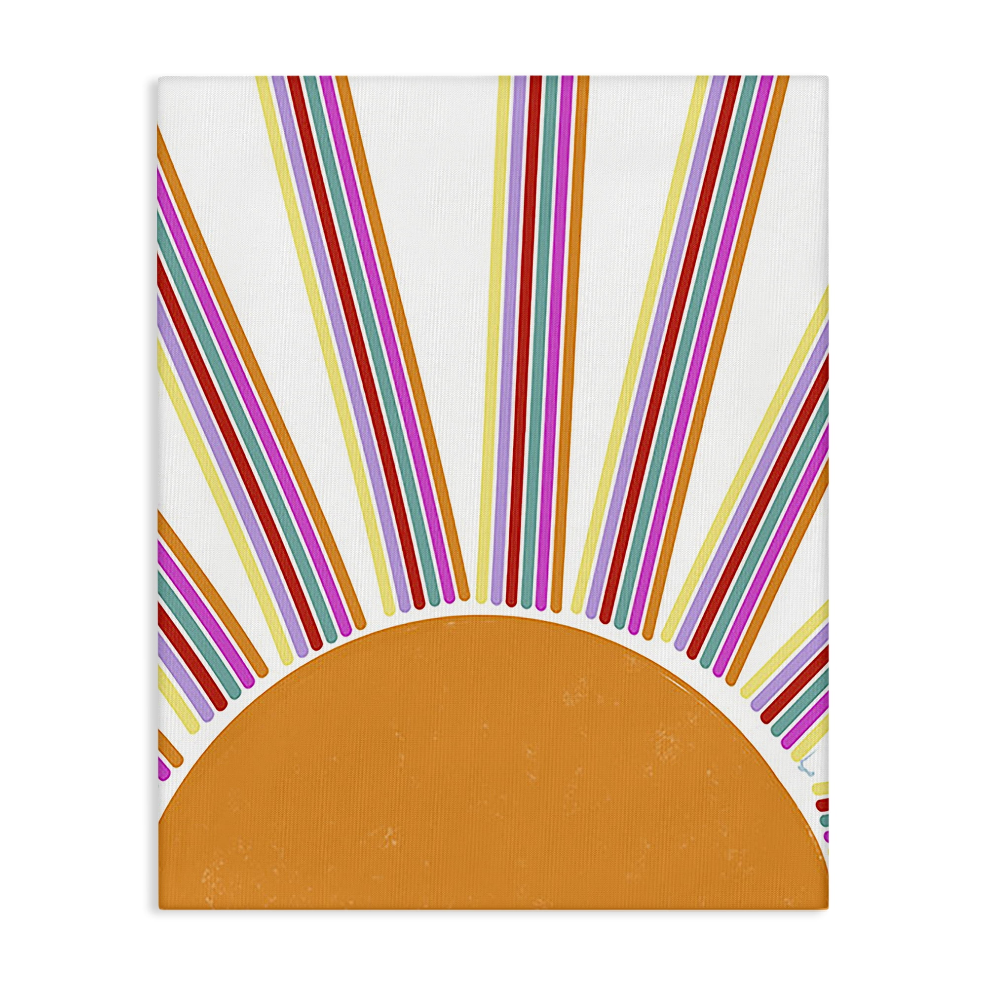 Stupell Industries Retro Striped Sun Rays Landscape & Nature Painting Wrapped Canvas Art Print Wall Art, 36 x 48