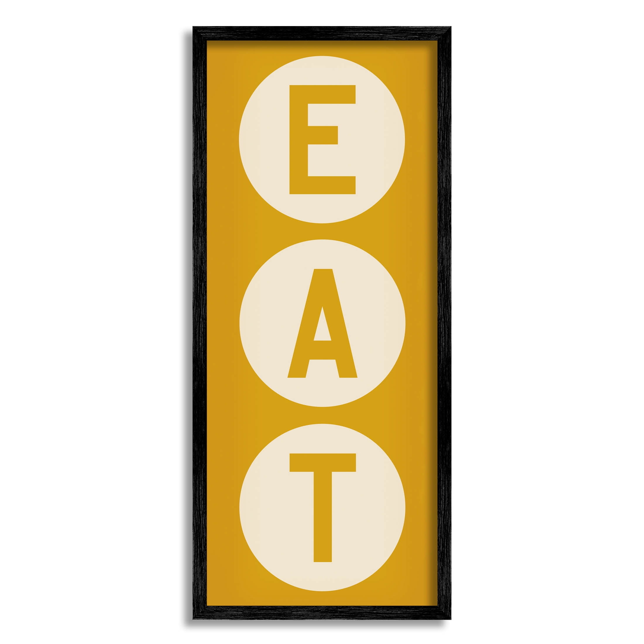 Stupell Industries Retro Style Eat Circle Letters Sign Graphic Art Black Framed Art Print Wall Art, Design by Ryan Fowler