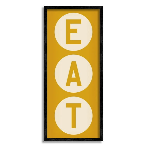 Stupell Industries Retro Style Eat Circle Letters Sign Graphic Art Black Framed Art Print Wall Art, Design by Ryan Fowler