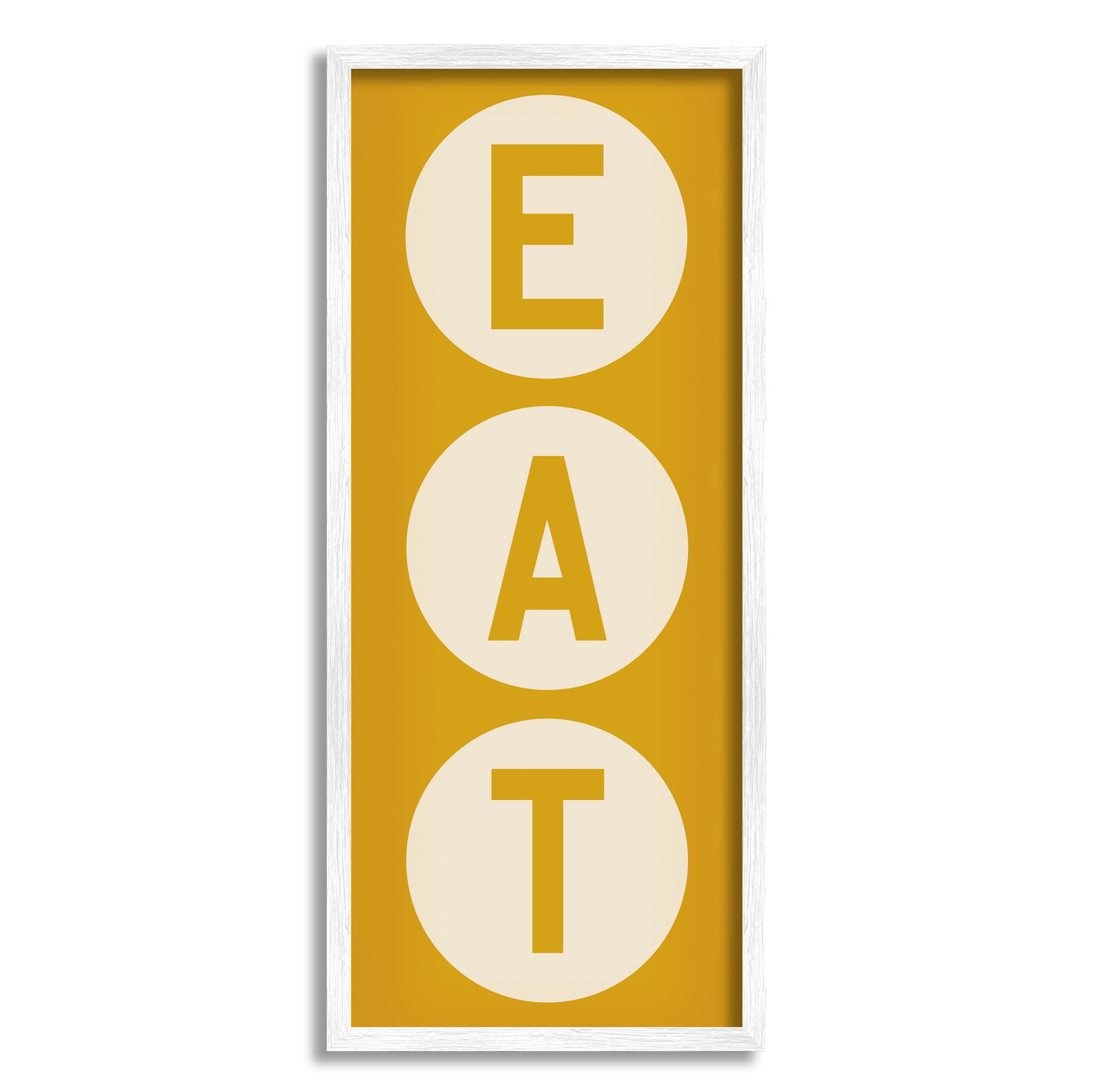 Stupell Industries Retro Style Eat Circle Letters Sign Graphic Art White Framed Art Print Wall Art, Design by Ryan Fowler
