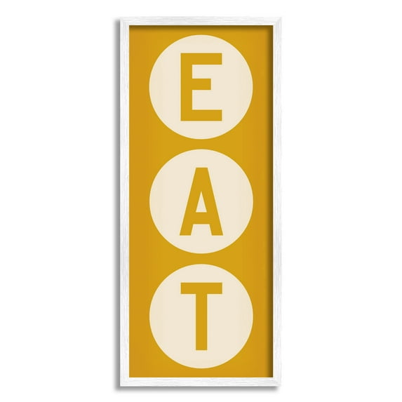Stupell Industries Retro Style Eat Circle Letters Sign Graphic Art White Framed Art Print Wall Art, Design by Ryan Fowler