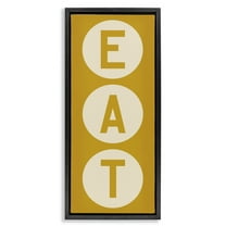 Stupell Industries Retro Style Eat Circle Letters Sign Typography Painting Black Floater Framed Canvas Art Print Wall Art, 11 x 25
