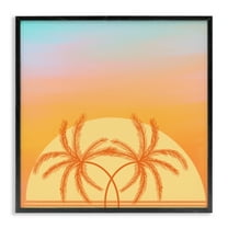Stupell Industries Retro Sunset Palm Trees Plants & Flowers Painting Black Framed Art Print Wall Art, 12 x 12