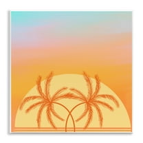Stupell Industries Retro Sunset Palm Trees Plants & Flowers Painting Unframed Art Print Wall Art, 12 x 12