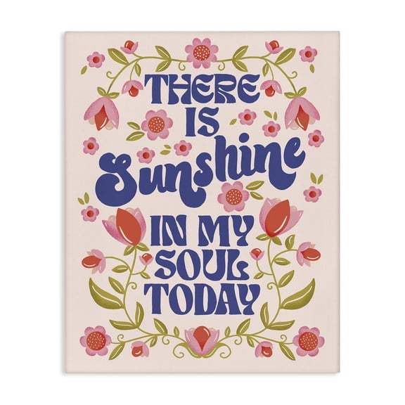 Stupell Industries Retro Sunshine In My Soul Quotes and Sayings Painting Wrapped Canvas Canvas Art Print Wall Art, 36 x 48