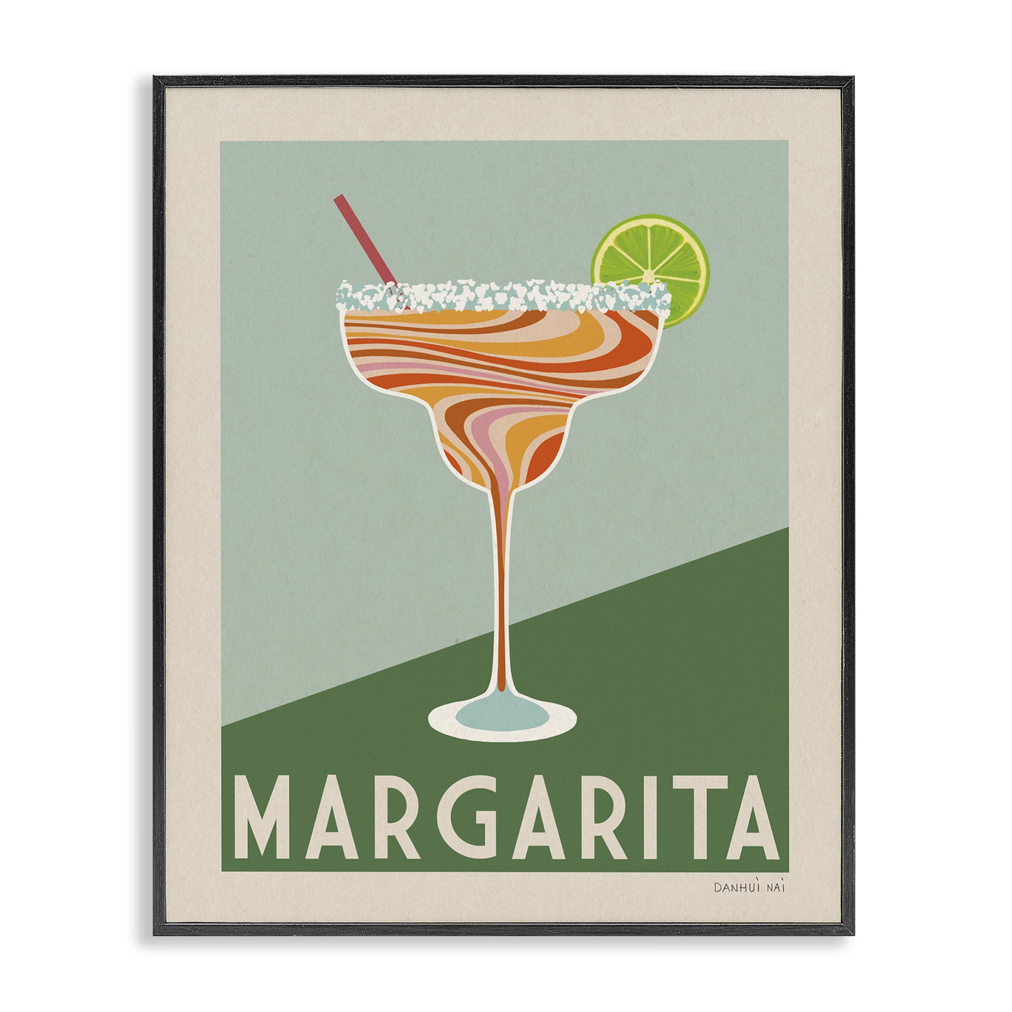 Stupell Industries Retro Swirled Margarita Food & Beverage Painting Black Framed Art Print Wall Art, 24 x 30
