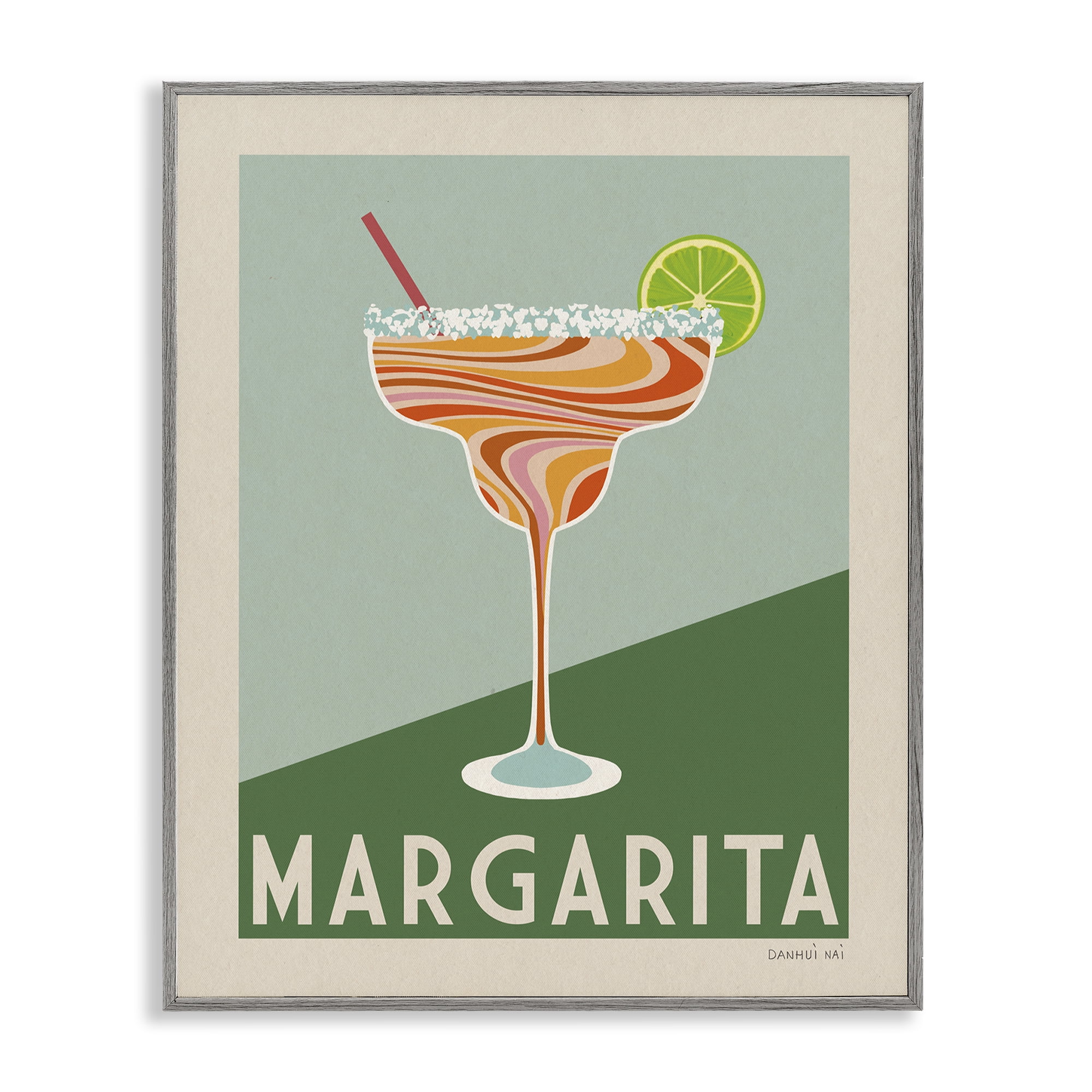 Stupell Industries Retro Swirled Margarita Food & Beverage Painting Gray Framed Art Print Wall Art, 11 x 14