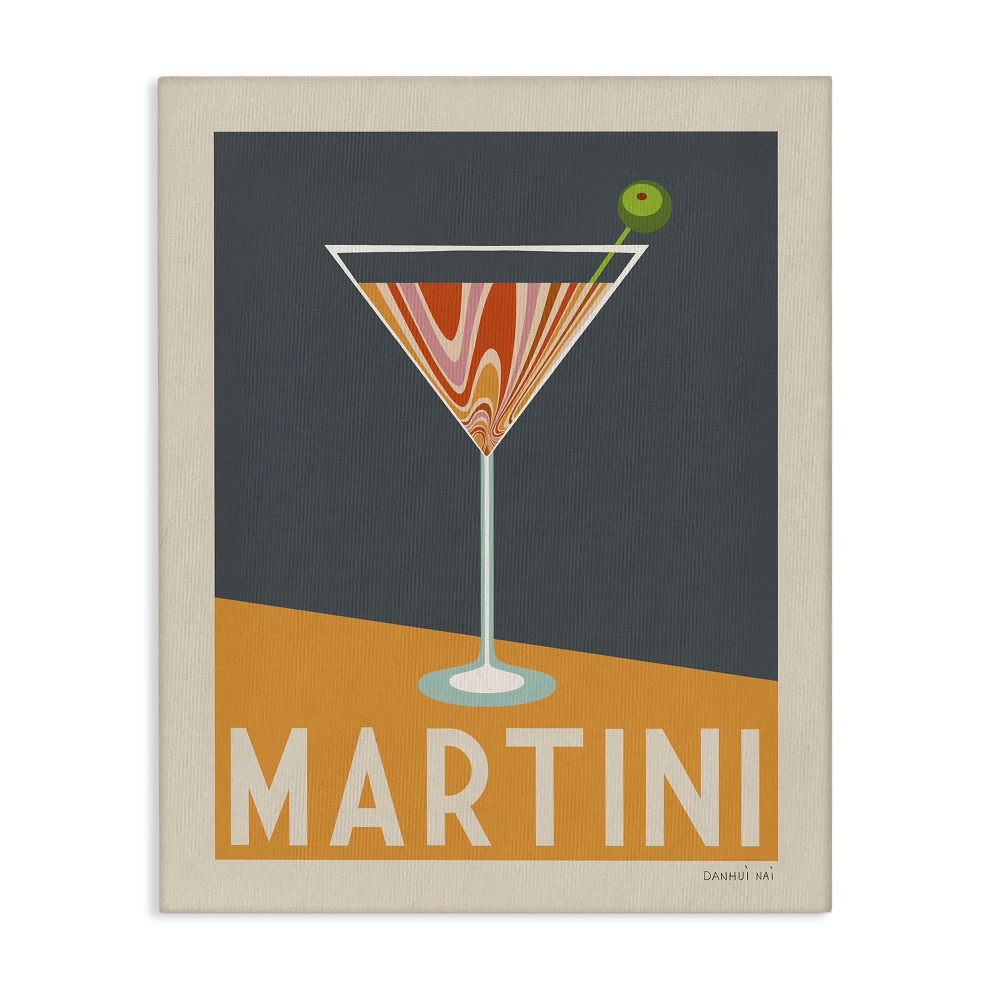 Stupell Industries Retro Swirled Martini Food & Beverage Painting Wrapped Canvas Art Print Wall Art, 24 x 30