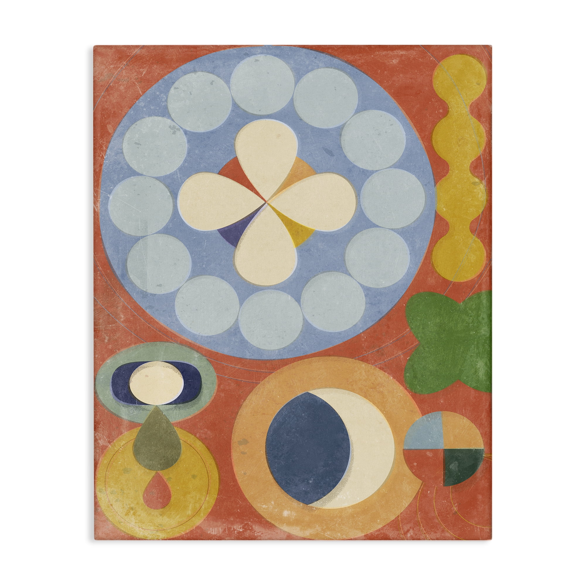 Stupell Industries Retro Symbolic Shapes Abstract Painting Wrapped Canvas Art Print Wall Art, 30 x 40