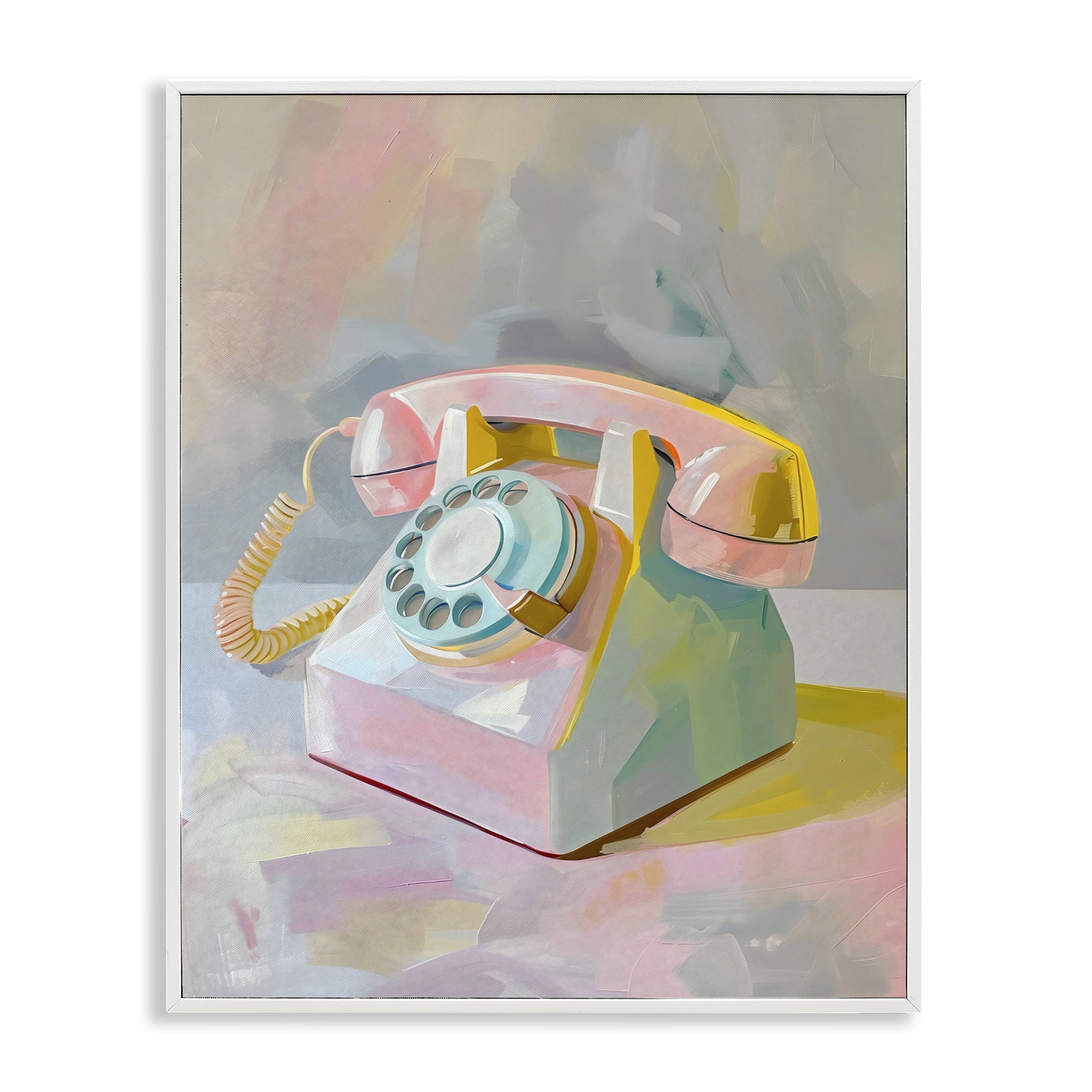 Stupell Industries Retro Telephone in Pastels White Framed Giclee Art, design by The Prints Vibe