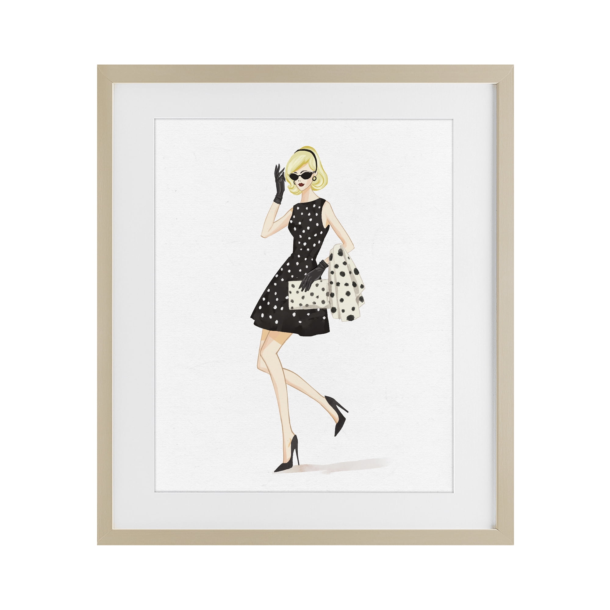Stupell Industries Retro Trend Polka Dots Birch Framed Print Under Glass, design by Ziwei Li