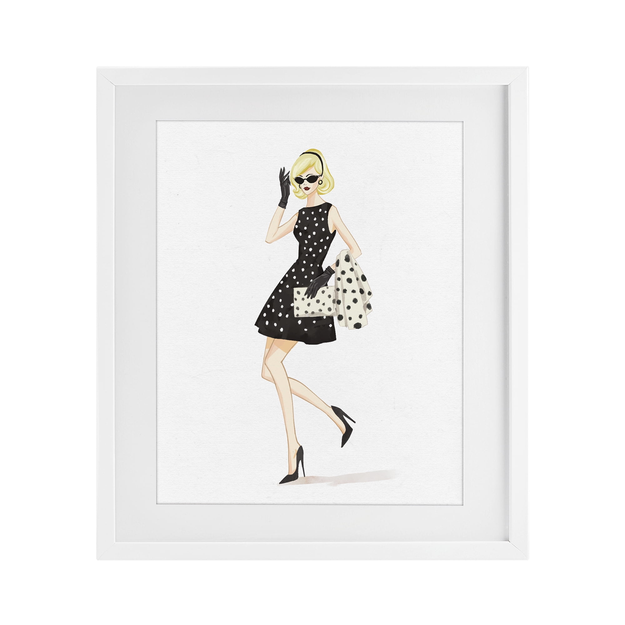 Stupell Industries Retro Trend Polka Dots White Framed Print Under Glass, design by Ziwei Li