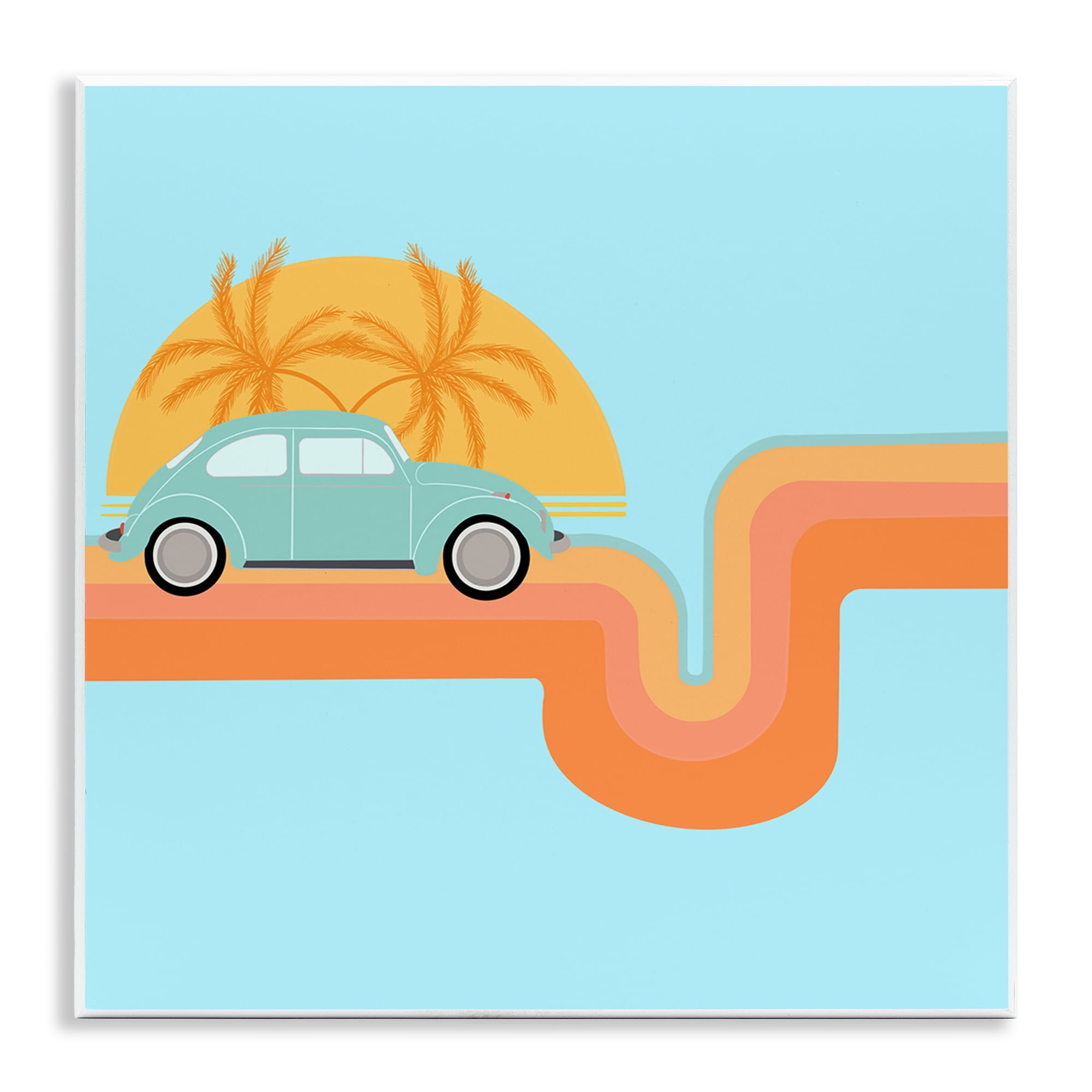 Stupell Industries Retro Tropical Cruisin' Transportation Painting Unframed Art Print Wall Art, 12 x 12