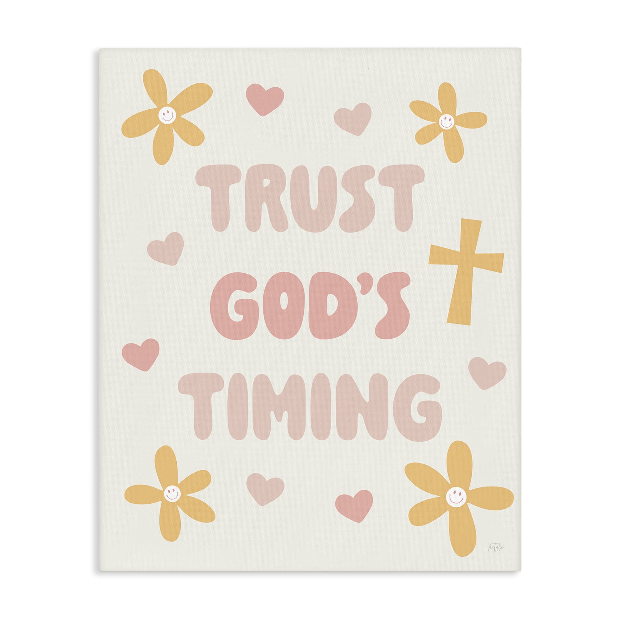 Stupell Industries Retro Trust God's Timing Canvas Wall Art, design by Natalie Carpentieri