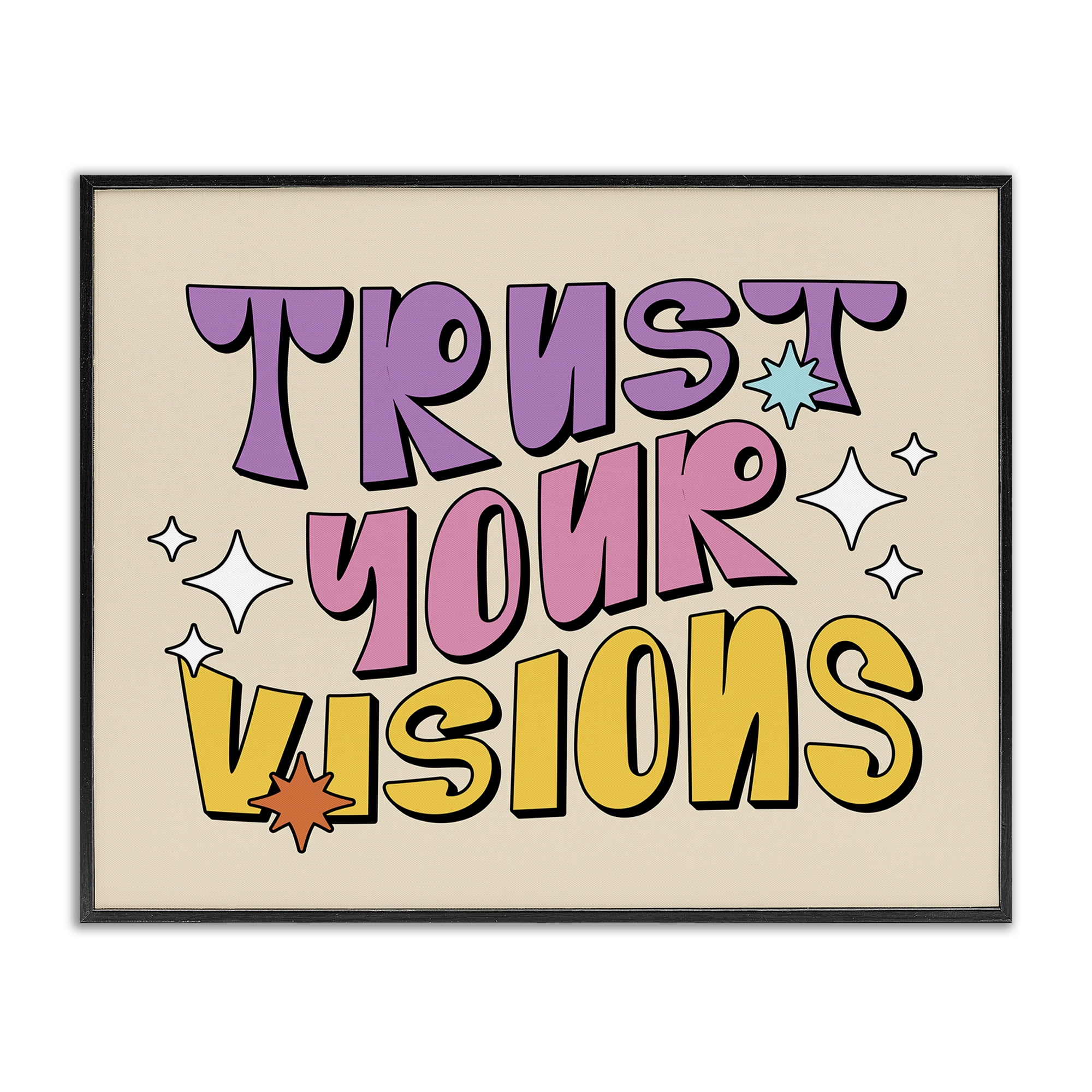 Stupell Industries Retro Trust Your Visions Text & Numbers Painting Black Framed Art Print Wall Art, 14 x 11