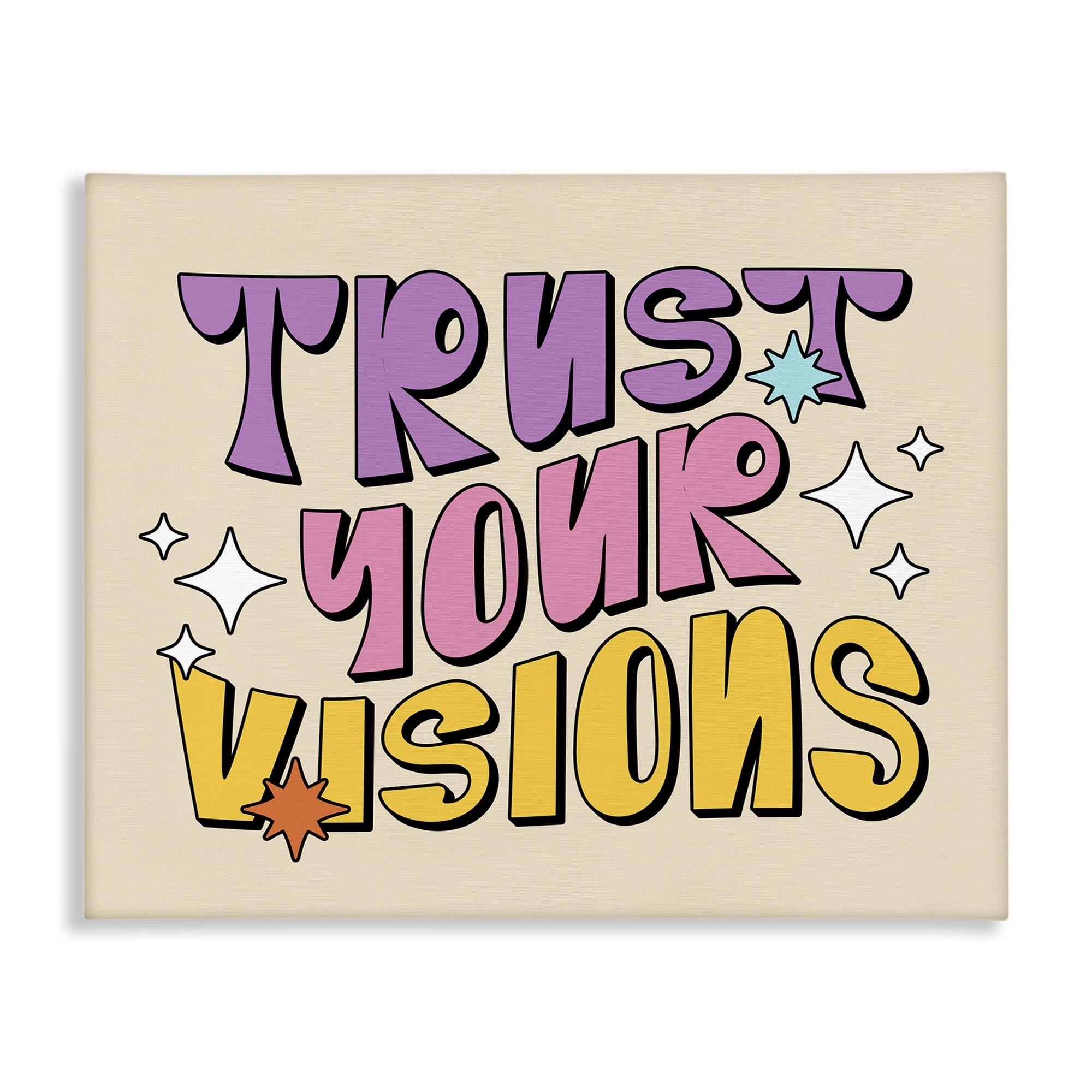Stupell Industries Retro Trust Your Visions Text & Numbers Painting Wrapped Canvas Art Print Wall Art, 30 x 24