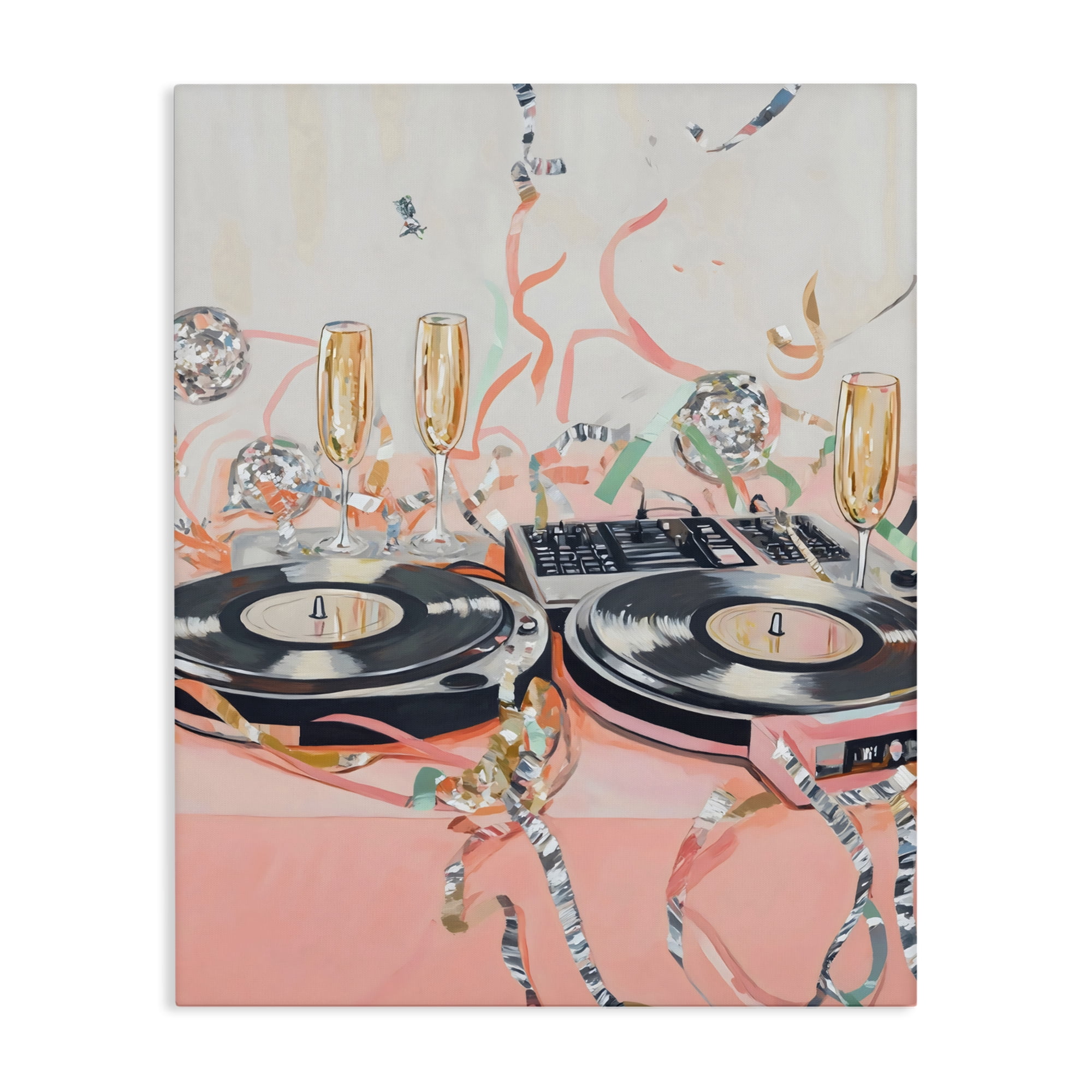 Stupell Industries Retro Turntable & Champagne Party Canvas Wall Art, design by The Prints Vibe
