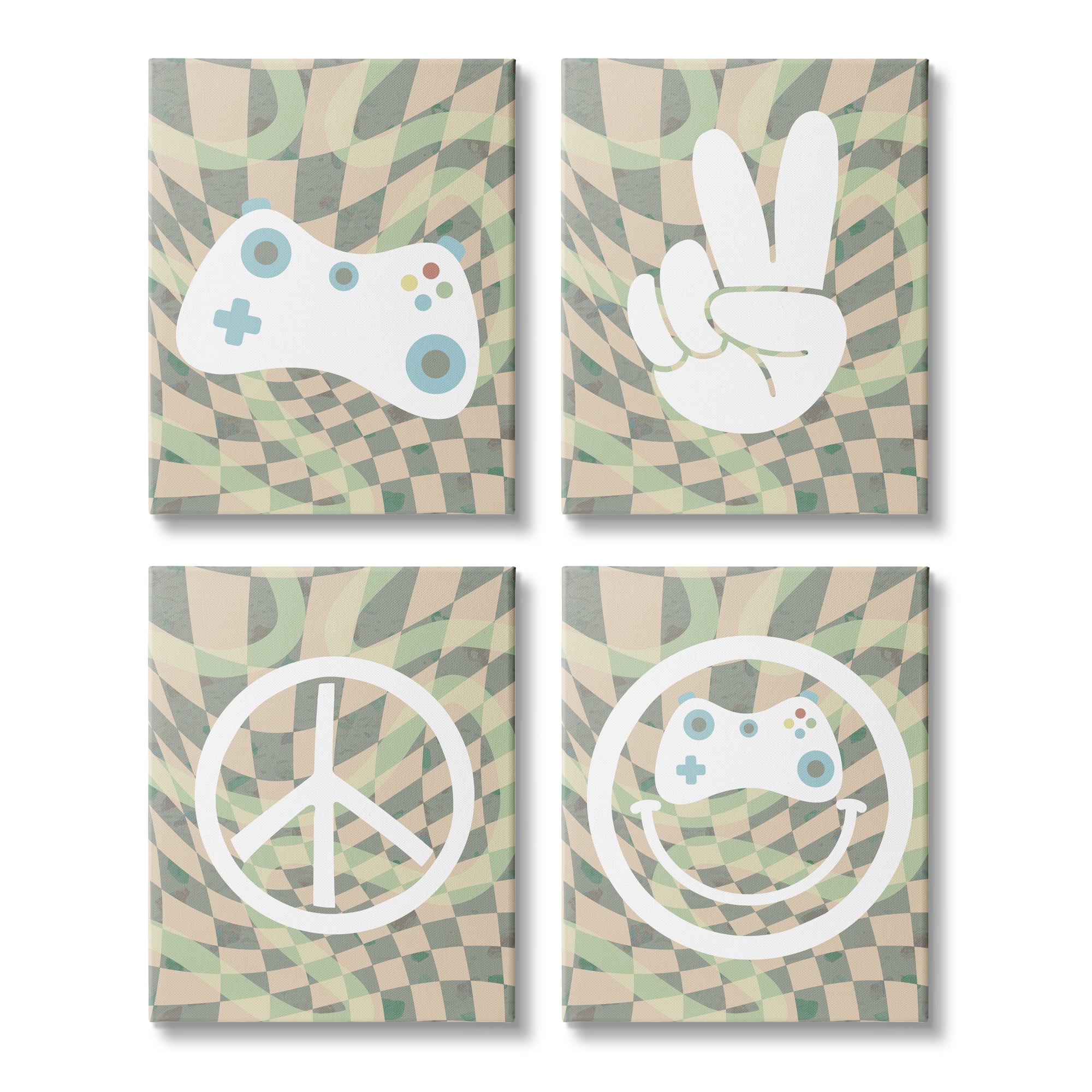 Stupell Industries Retro Video Gaming Symbols Beauty & Fashion Painting Gallery Wrapped Canvas Print Wall Art, 11 x 14, Set of 4