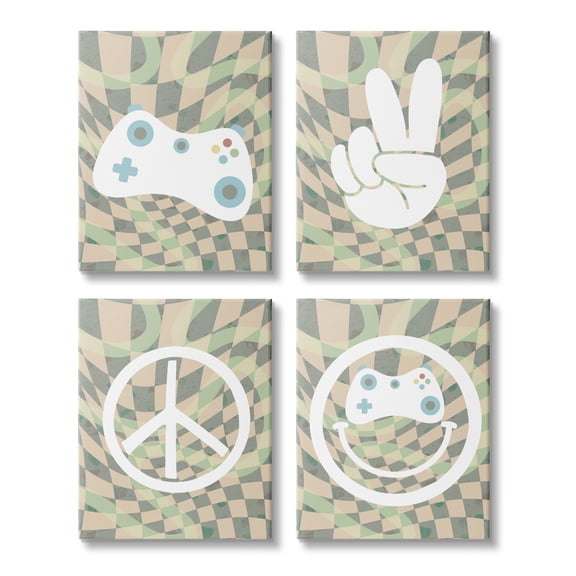 Stupell Industries Retro Video Gaming Symbols Beauty & Fashion Painting Gallery Wrapped Canvas Print Wall Art, 11 x 14, Set of 4
