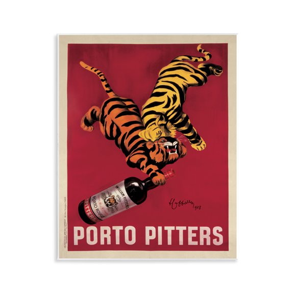Stupell Industries Retro Vintage Wine & Tigers Advertisements Painting Unframed Art Print Wall Art, 11 x 14