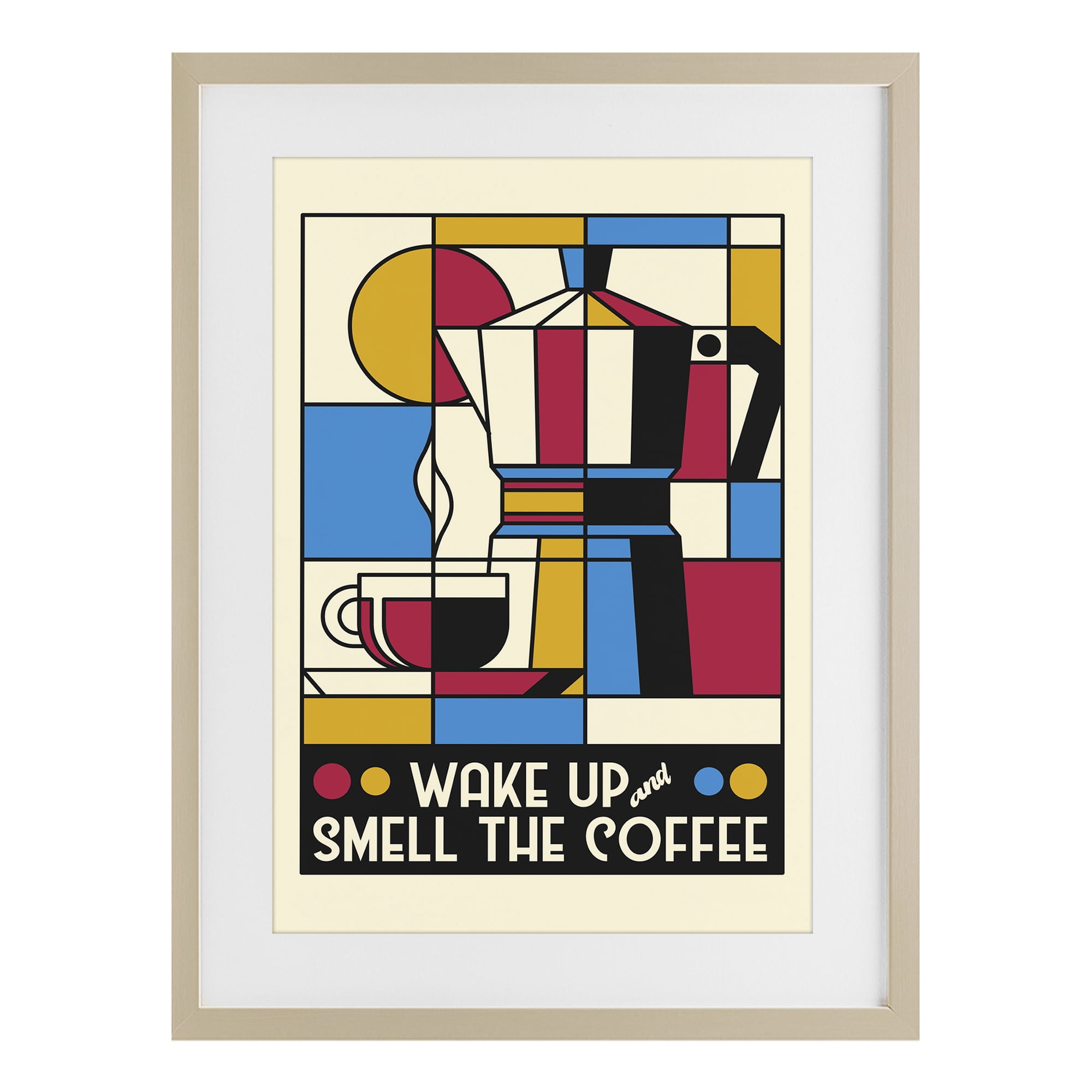 Stupell Industries Retro Wake Up & Smell Coffee Birch Framed Print Under Glass, design by Tobe Fonseca