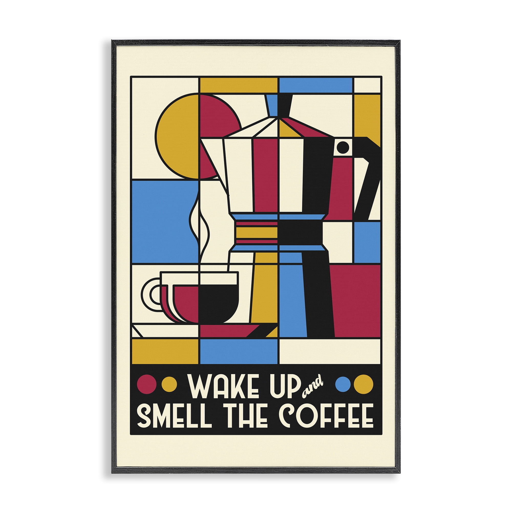 Stupell Industries Retro Wake Up & Smell Coffee Black Framed Giclee Art, design by Tobe Fonseca