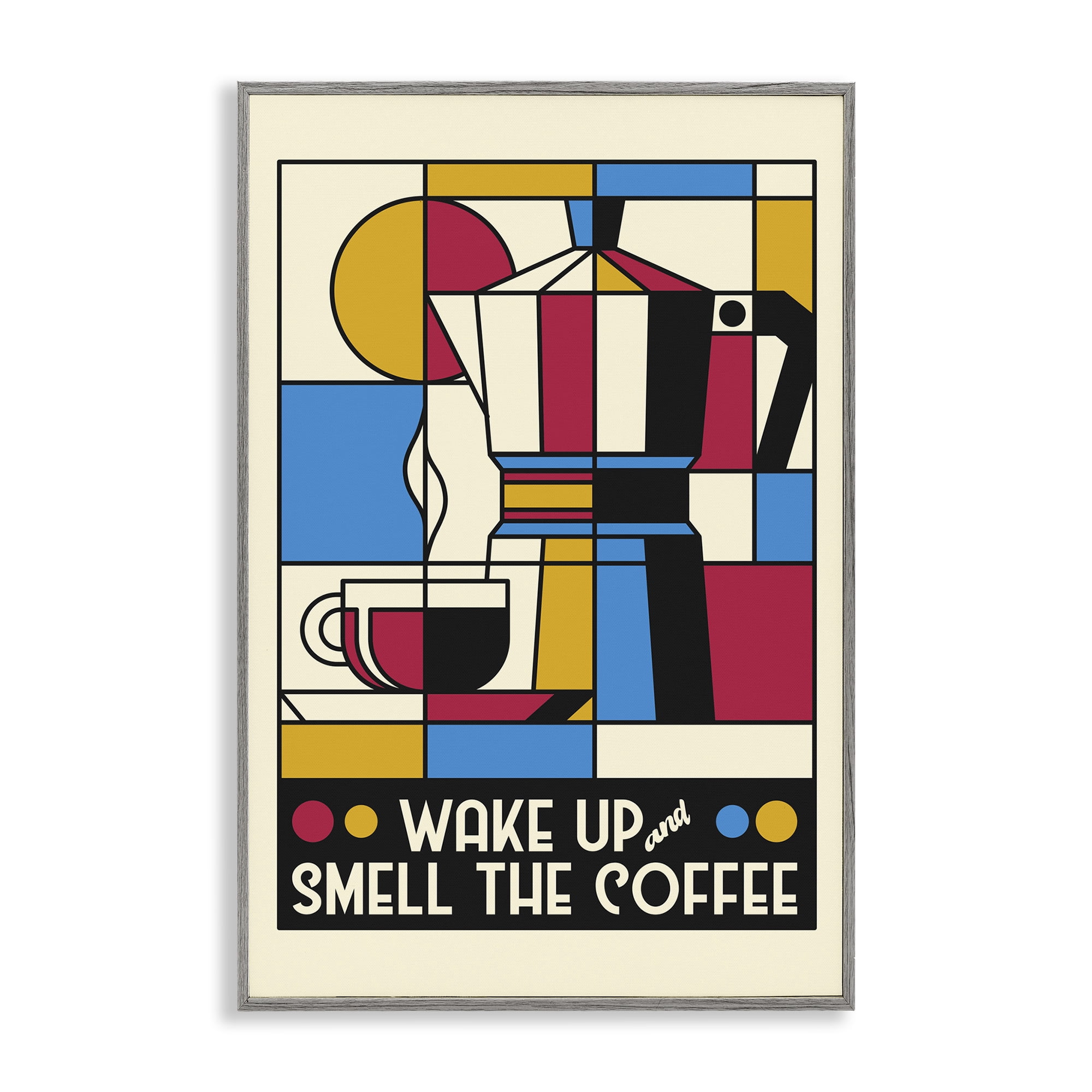 Stupell Industries Retro Wake Up & Smell Coffee Gray Framed Giclee Art, design by Tobe Fonseca