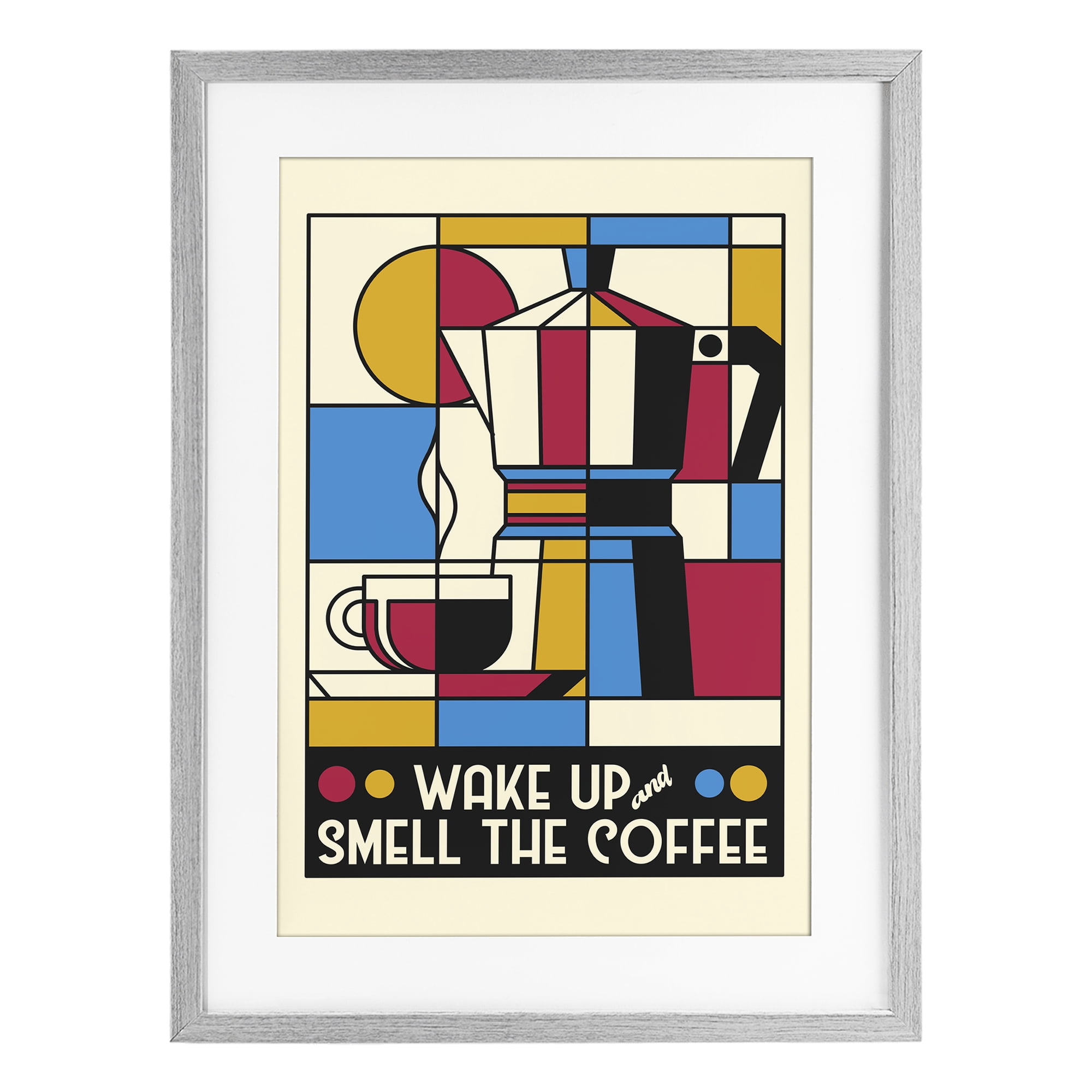 Stupell Industries Retro Wake Up & Smell Coffee Gray Framed Print Under Glass, design by Tobe Fonseca