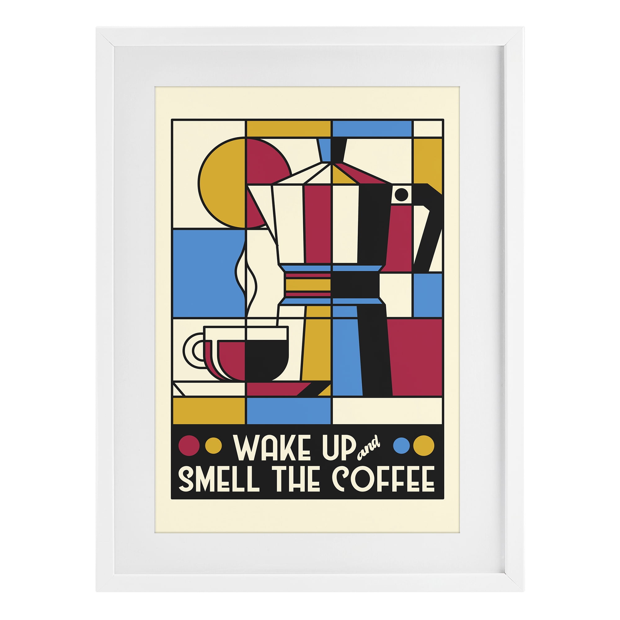 Stupell Industries Retro Wake Up & Smell Coffee White Framed Print Under Glass, design by Tobe Fonseca
