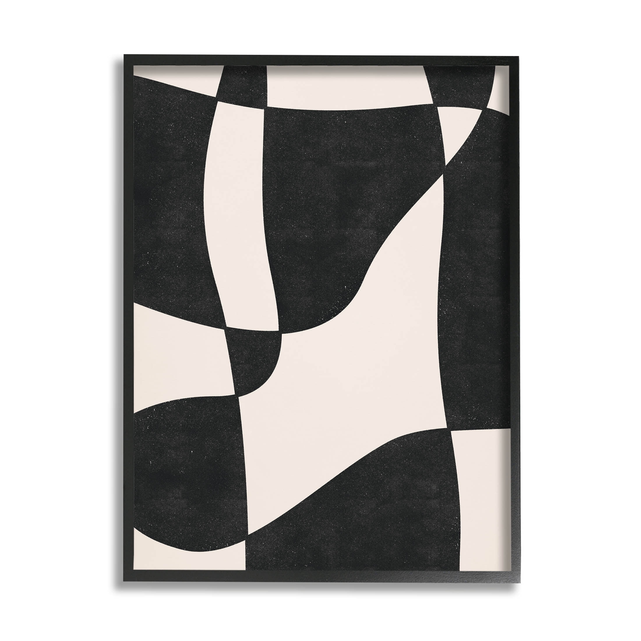 Stupell Industries Retro Wavy Checkered Pattern Shapes Graphic Art Black Framed Art Print Wall Art, Design by JJ Design House LLC