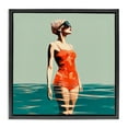 thumbnail image 1 of Stupell Industries Retro Woman in Swimsuit Novelty Painting Black Floater Framed Canvas Art Print Wall Art, 25 x 25, 1 of 10