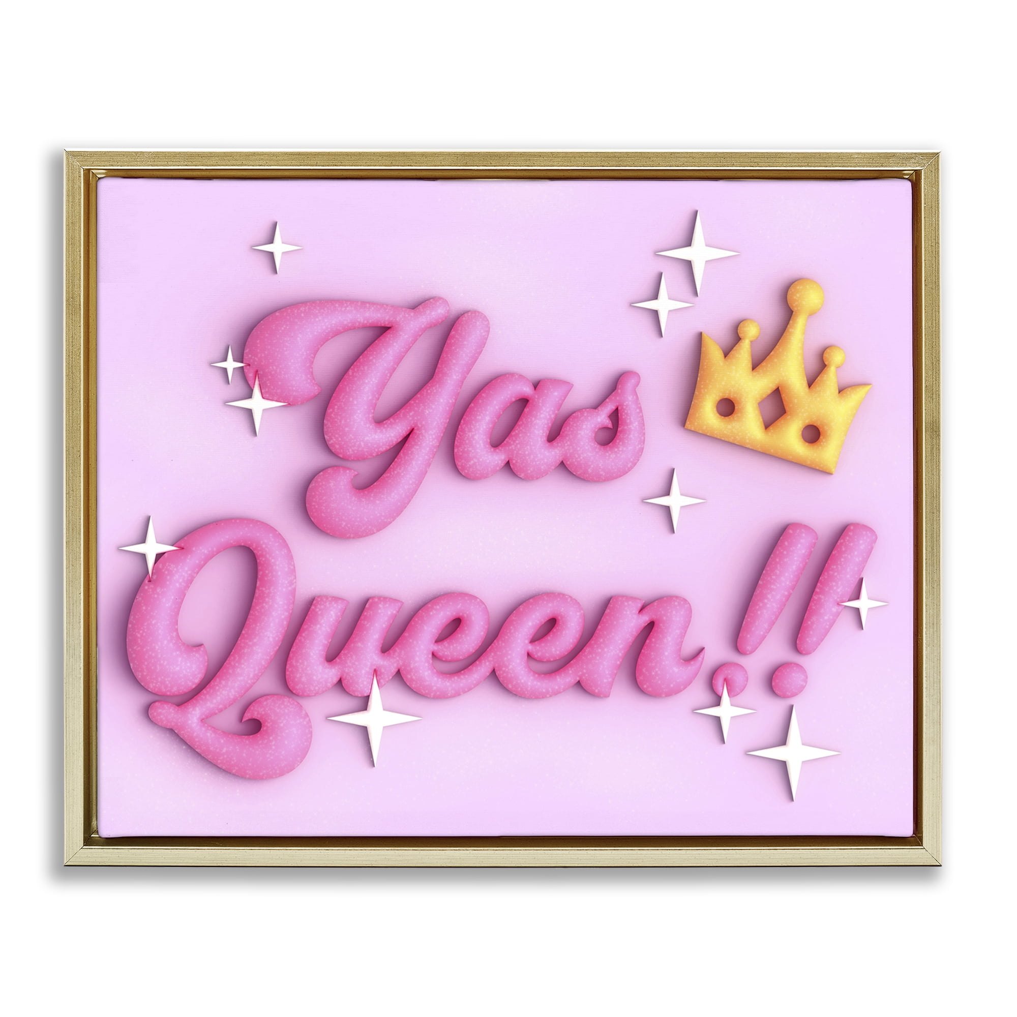Stupell Industries Retro Yas Queen Entertainment Painting Gold Floater Framed Canvas Art Print Wall Art, 31 x 25