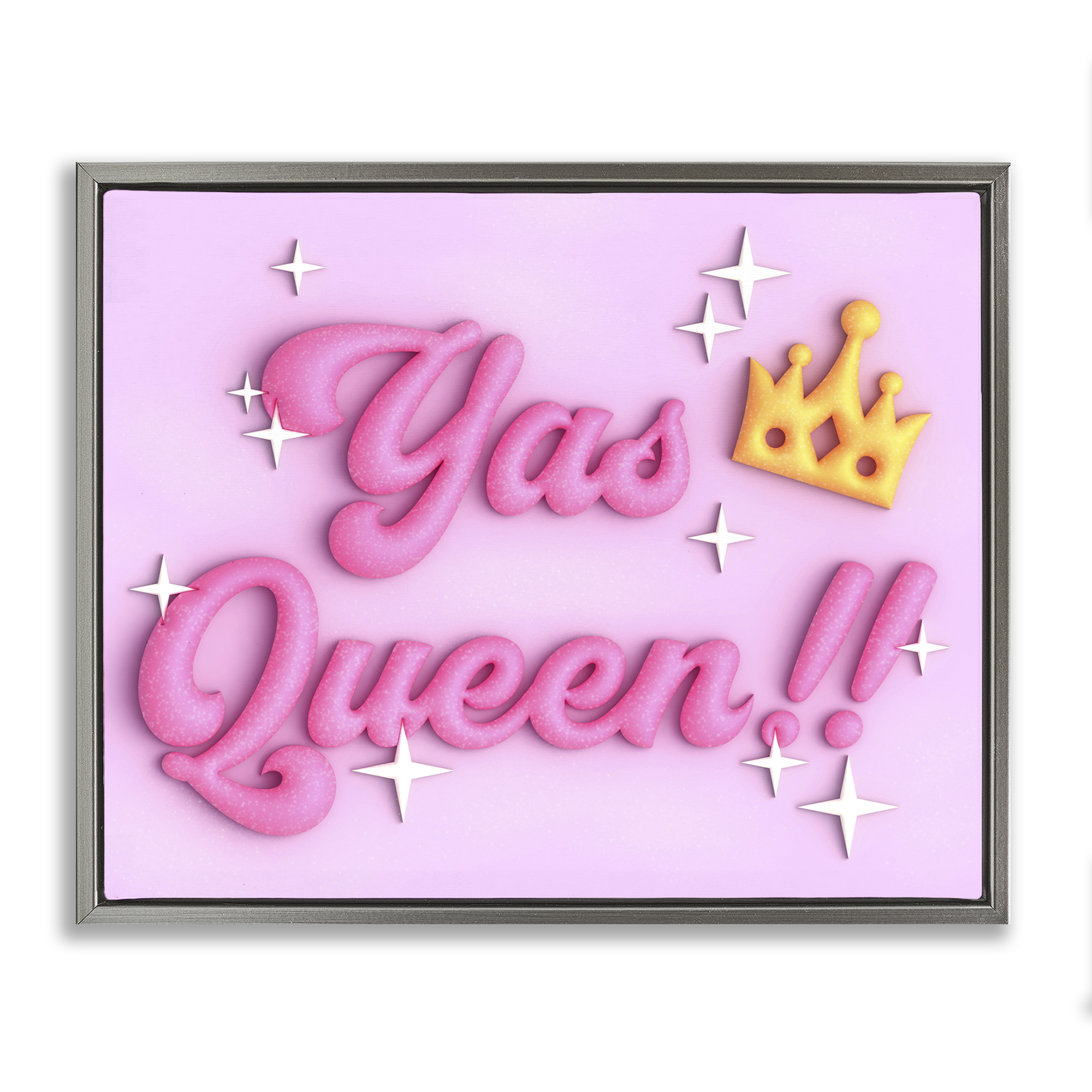 Stupell Industries Retro Yas Queen Entertainment Painting Gray Floater Framed Canvas Art Print Wall Art, 21 x 17