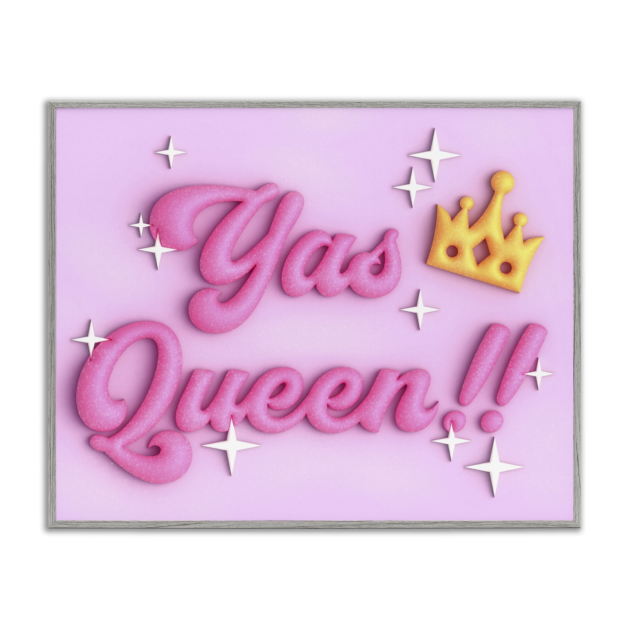 Stupell Industries Retro Yas Queen Entertainment Painting Gray Framed Art Print Wall Art, 20 x 16