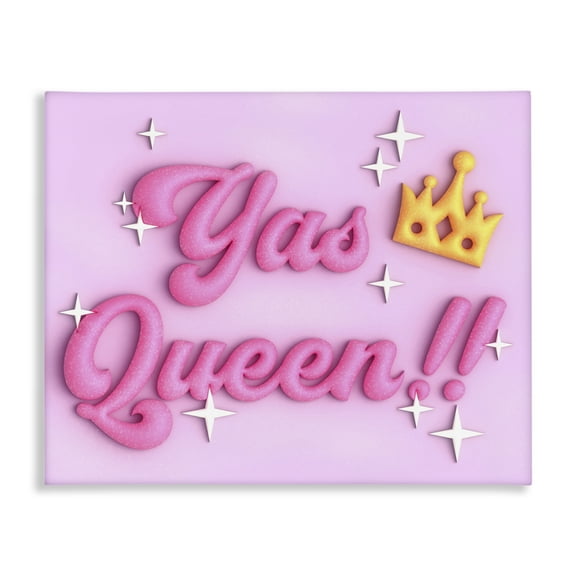 Stupell Industries Retro Yas Queen Entertainment Painting Wrapped Canvas Art Print Wall Art, 20 x 16