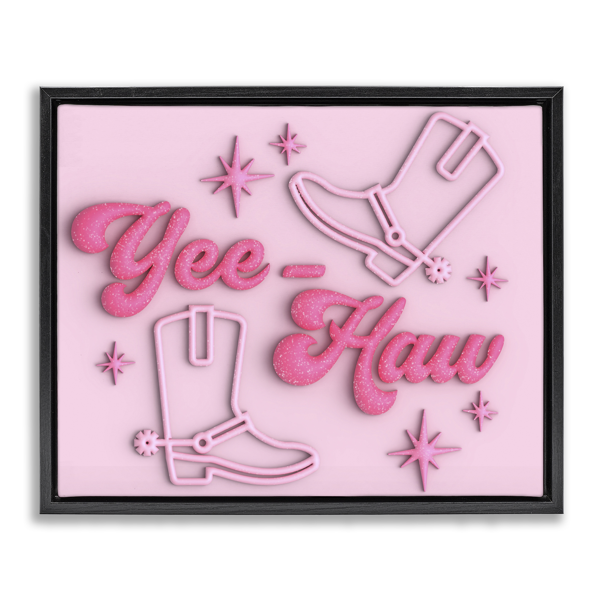 Stupell Industries Retro Yee Haw Entertainment Painting Black Floater Framed Canvas Art Print Wall Art, 21 x 17