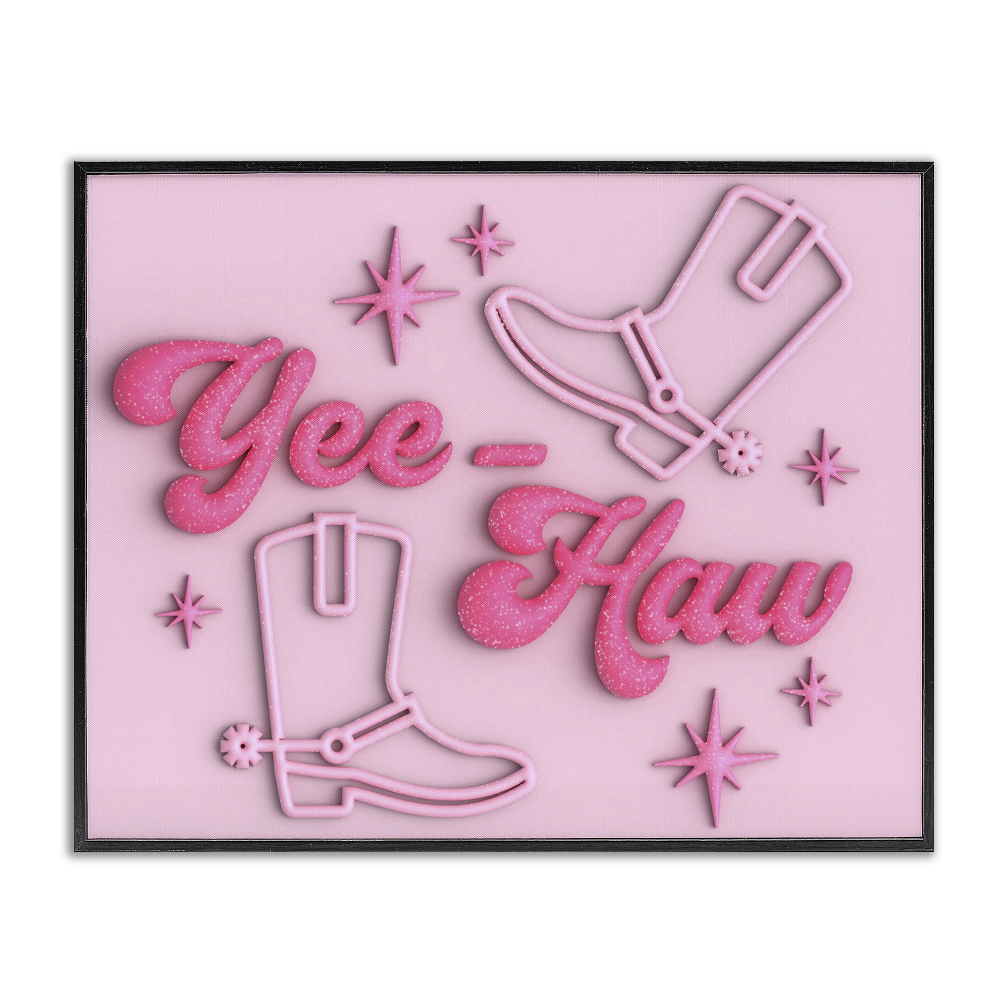 Stupell Industries Retro Yee Haw Entertainment Painting Black Framed Art Print Wall Art, 14 x 11