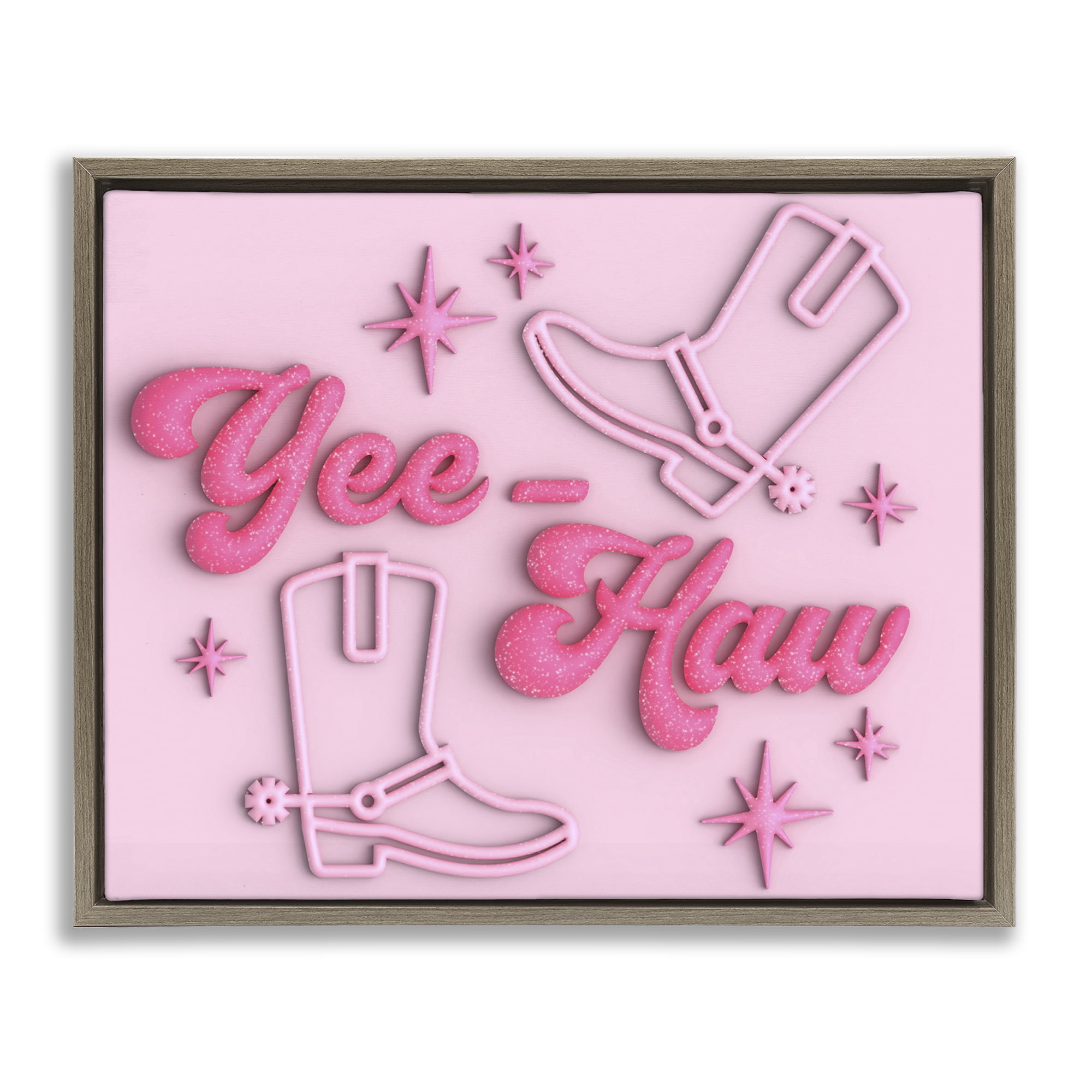 Stupell Industries Retro Yee Haw Entertainment Painting Brown Floater Framed Canvas Art Print Wall Art, 31 x 25