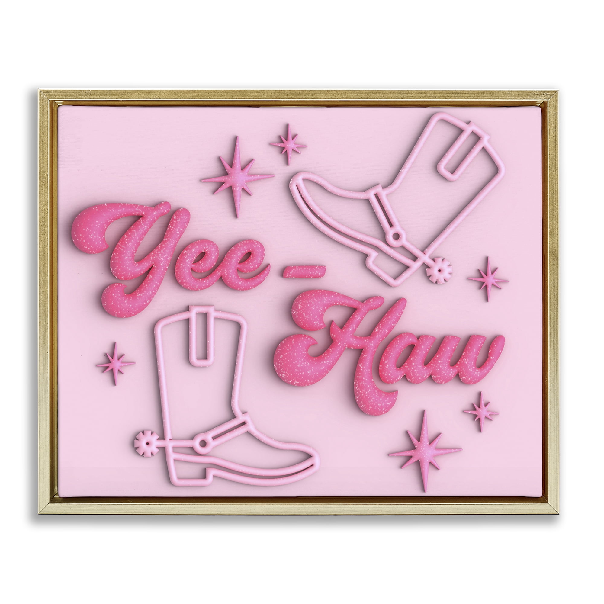 Stupell Industries Retro Yee Haw Entertainment Painting Gold Floater Framed Canvas Art Print Wall Art, 21 x 17